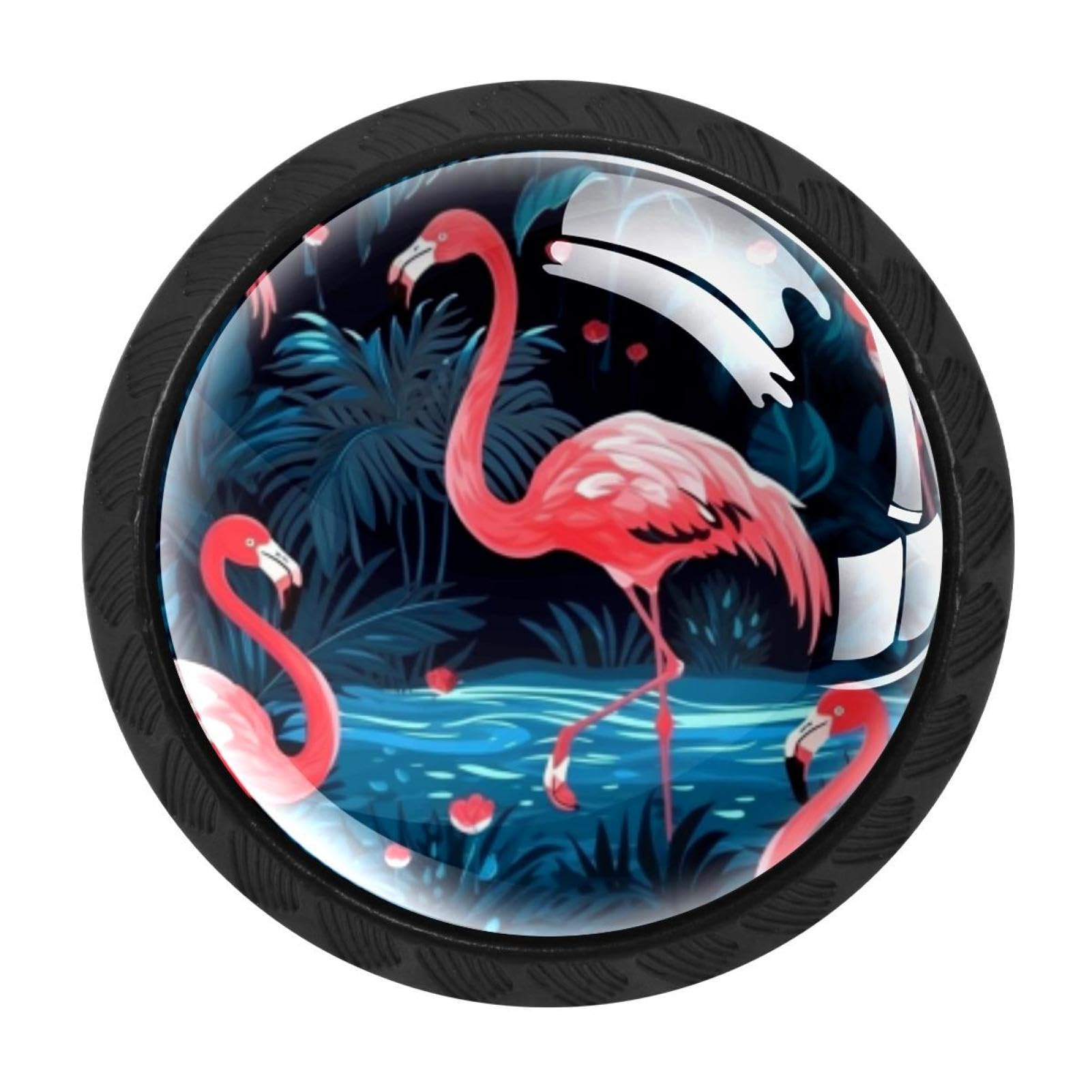 Chenzzzz Multicolored 05 4 Pack Black Cabinet Pulls Flamingo Rainforest Kitchen Cabinet Handles For Bathroom Drawer Pulls Dresser Knobs