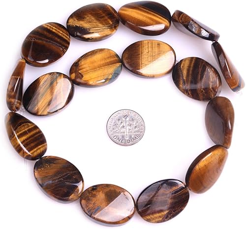 Miniatura 4 de Cuentas de ojo de tigre para hacer joyas, piedras preciosas semipreciosas naturales, 0.709 x 0.984 in, ovalada, hilo amarillo, 15 pulgadas JOE