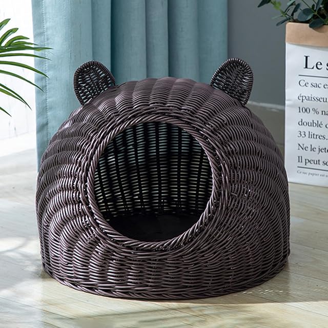 BURLOE Cama De Mimbre De Mimbre para Gatos Domésticos