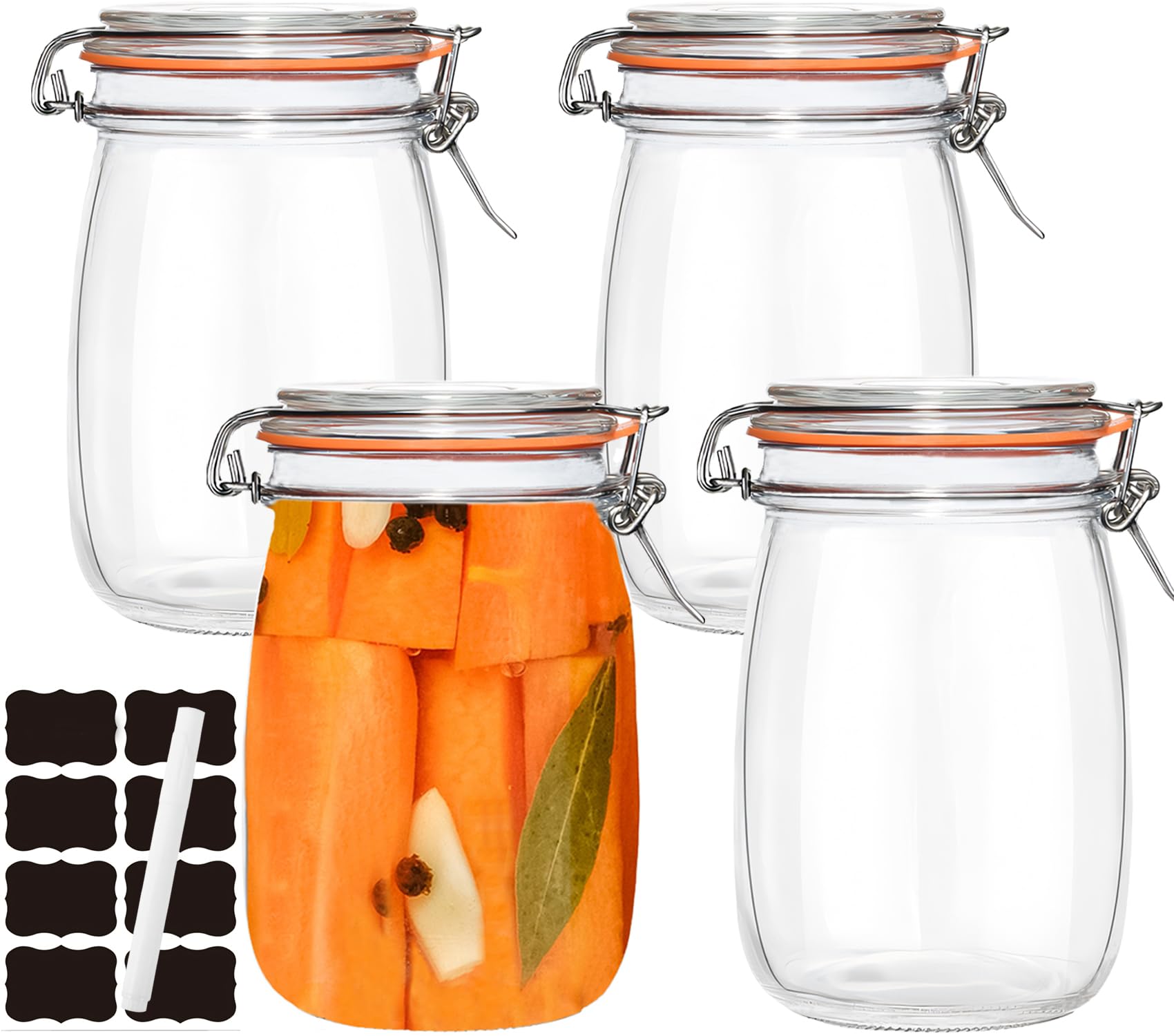 SAJKUERO 32 oz Pickling Jars with Airtight Lids