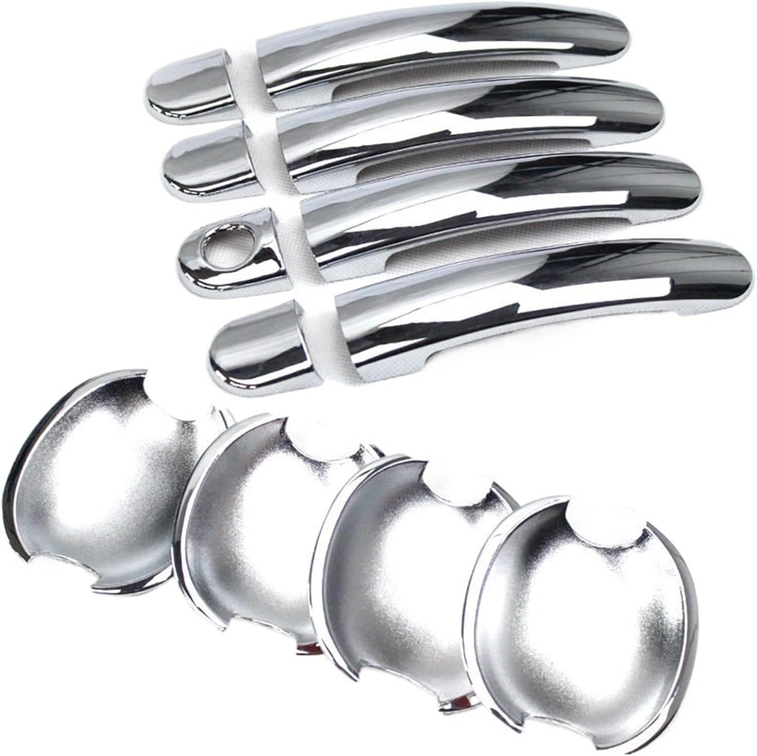 Compatible with Skoda Fabia Compatible with Octavia 2008-2013 Carbon Fiber Chrome Car Door Handle Cover Cup Bowl Trim Sticker Styling Accessories(Model 3)