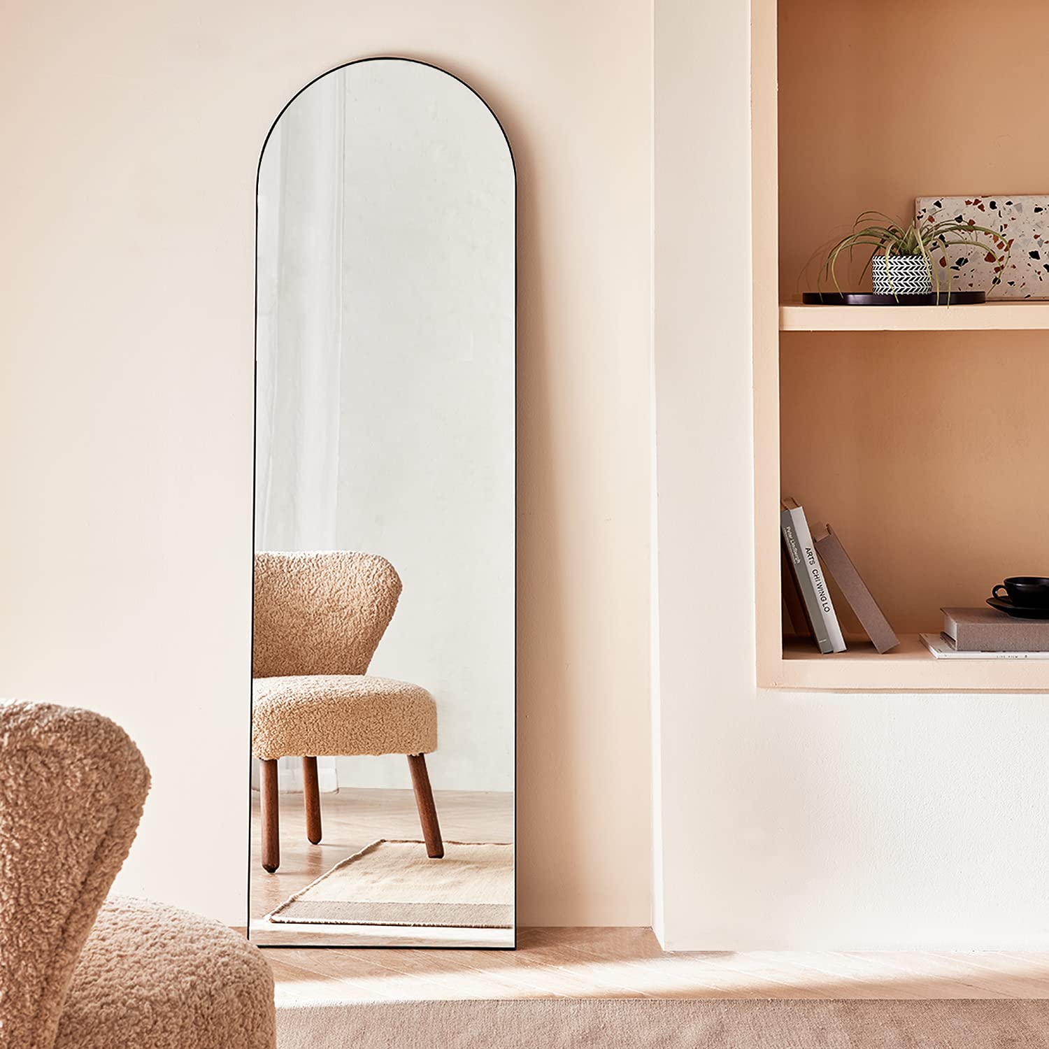 Harmati Full Length Wall Mirror 63" x 19" Arched Free Standing Body