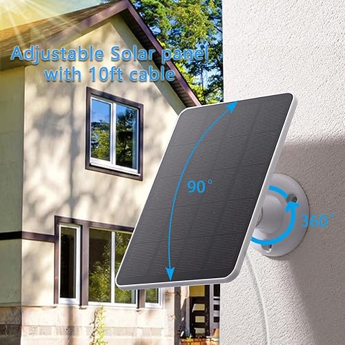 Miniatura 3 de TEKCAM Panel solar compatible con batería de cámara Ring Spotlight, batería de leva, panel solar de 4 W, cable de carga de conector DC 3.5 de 9.8