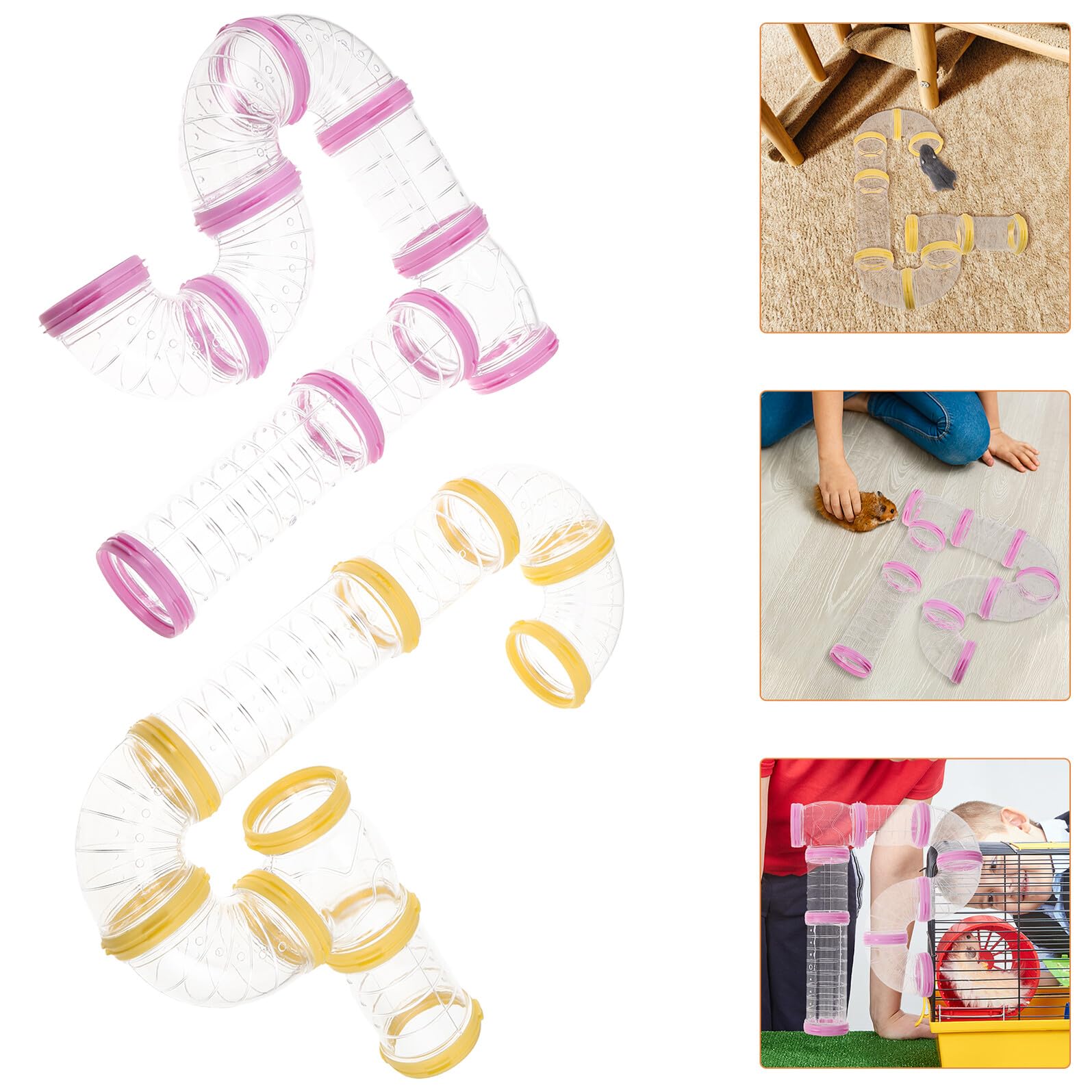 2 Sets Hamster Tunnel Transparent Kunststoffröhre Kauspielzeug für Frettchen Ratten und Kleine Haustiere Robust Leicht zu Reinigen DIY Verbindungsspiel für Aktiven Kleintierspaß