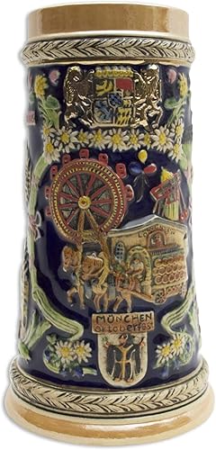 Beer Stein Oktoberfest Ferris Wheel German Towns - Taza de cerveza (1 litro)