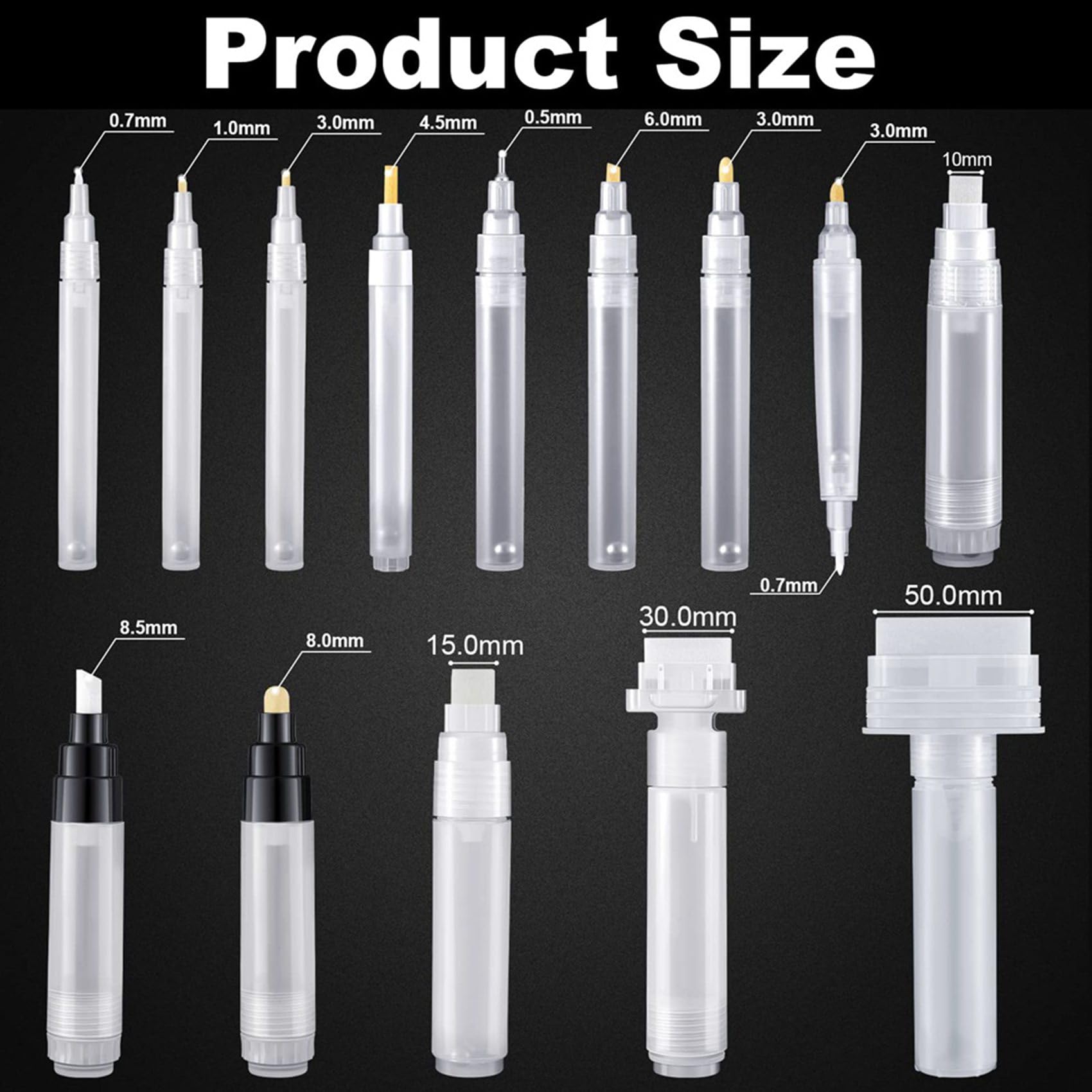 Set mit 28 BefüLlbaren Leeren Farbausbesserungsstift-Markern, NachfüLlbarer Farbstift, Durchsichtige, Leere Markierungen, Leere Farbtube