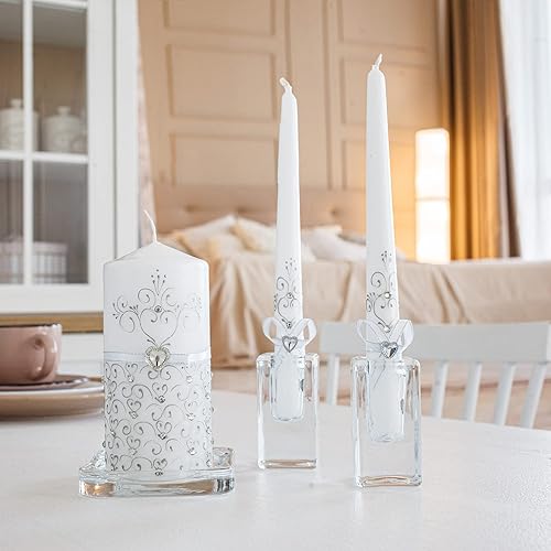 Miniatura 3 de Unity Velas para ceremonia – 3 piezas de pilar de 6 pulgadas y 2 cónicas de 10 pulgadas – Velas decorativas para boda – Centro de mesa – Velas