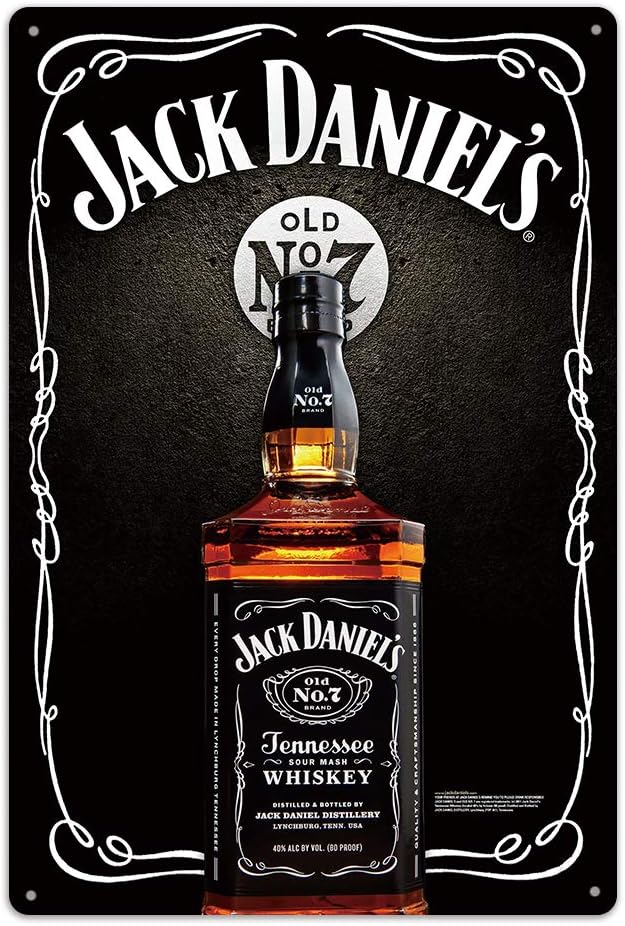 NaCraftTH Metal Iron Tin Sign Jack Daniels Whiskey Retro Classic Vintage Hanging Wall Art for Pub Bar Home Decor, 8"x12"