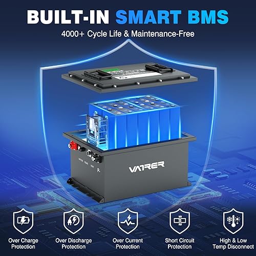 Miniatura 5 de Batería de carrito de golf LiFePO4 de 38.4 V 105 Ah, BMS inteligente integrado de 200 A, con monitor táctil, batería de litio recargable de más de