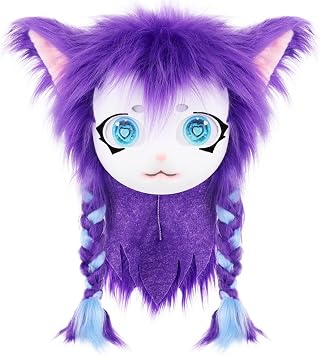 WLYEZAU KIG Fur Suit Animal Hood Wearable Artificial Fur Hood Furry Party Camouflage Headband Mask E