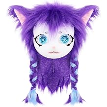 WLYEZAU KIG Fur Suit Animal Hood Wearable Artificial Fur Hood Furry Party Camouflage Headband Mask E