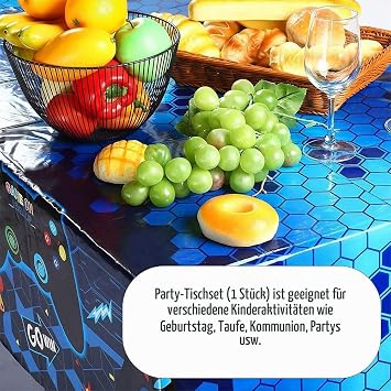 Video Game Tablecloths Pack of 2 Video Game Party Tablecloths Video Game Party Tablecloths Gaming Player Party Tablecloth Blue Birthday Tablecloth for Boys Girls Children Player Party Decorations