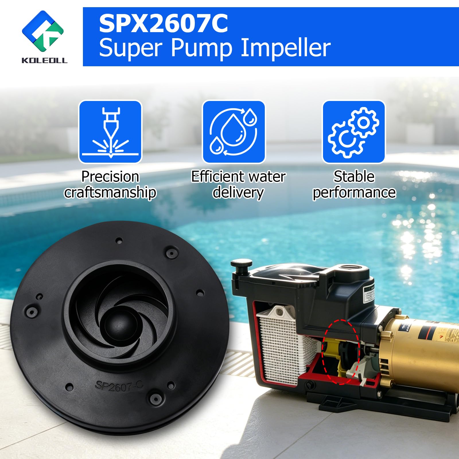 SPX2607C Super Pump Impulsor Super II Max Flo 1 HP se adapta a Hayward
