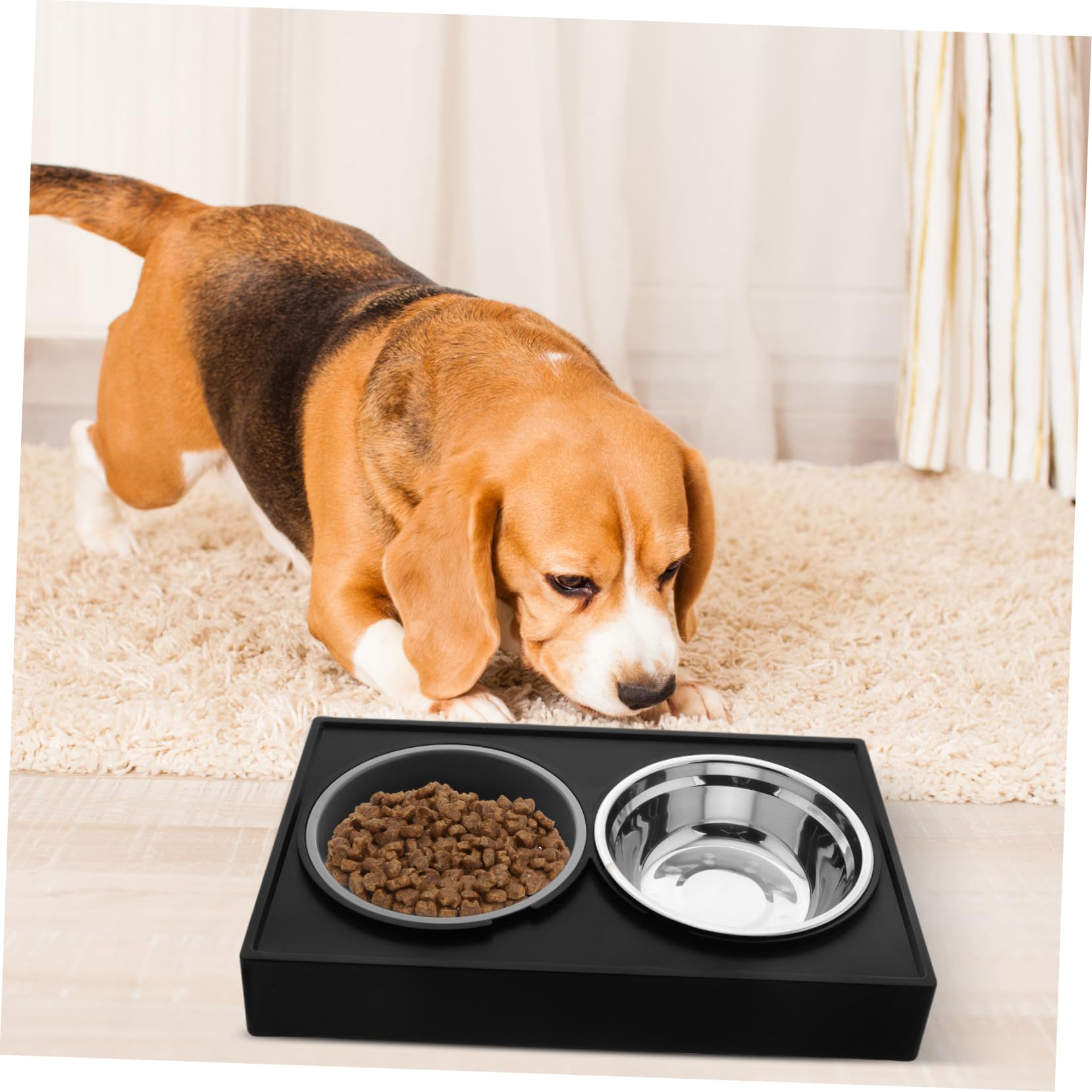 Gamelle Surélevée Double Bol Anti-glouton, pour Chats et Chiens | Acier Inoxydable et Abs, Usage Eau et Nourriture, Format Voyage, Intérieur et Extérieur, Deux Bols