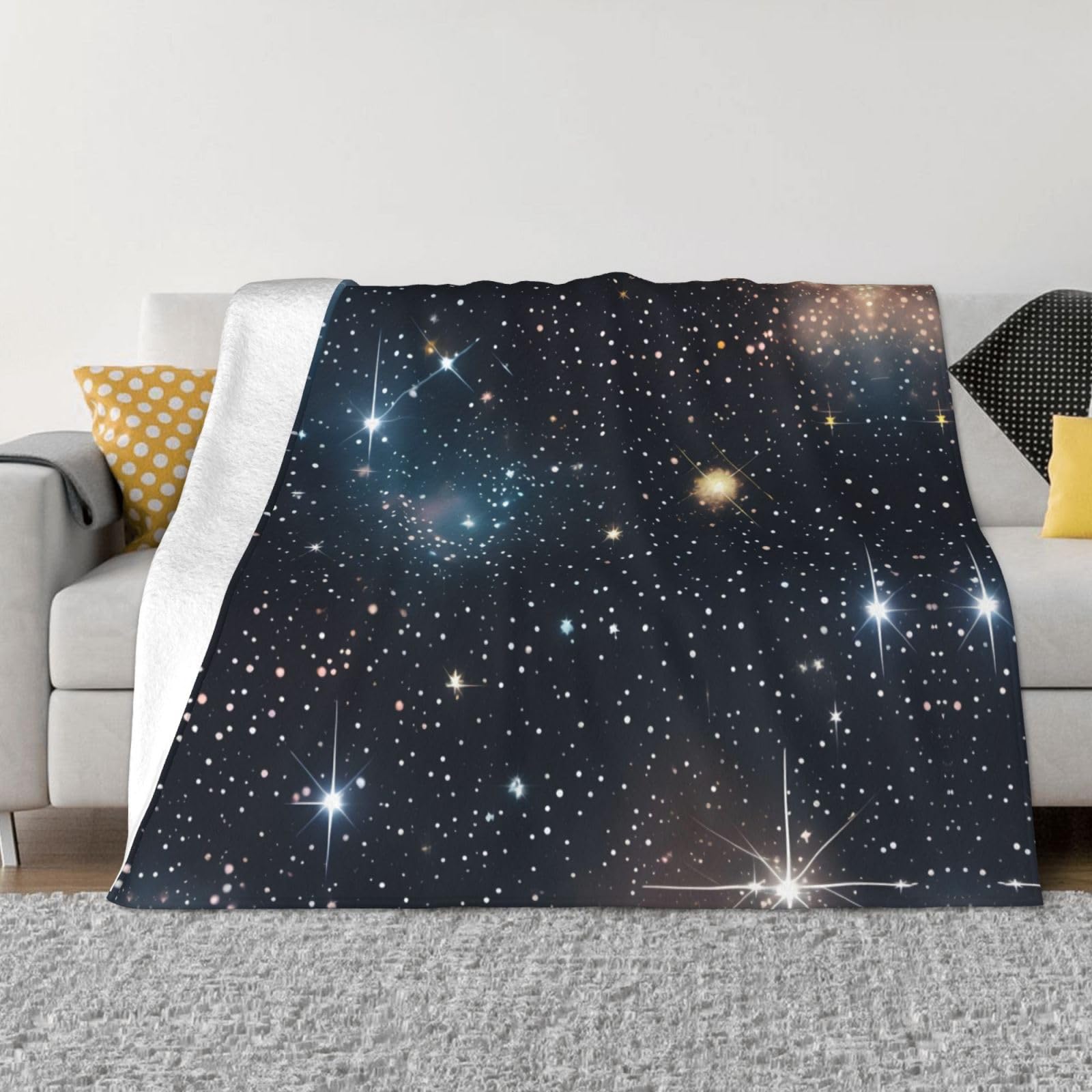 Couverture polaire en flanelle haut de gamme au motif d'étoiles