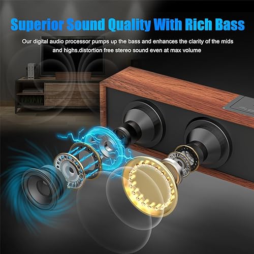 Miniatura 3 de Altavoces de computadora, altavoz de barra de sonido inalámbrico de madera para escritorio, altavoz de PC con Bluetooth 5.3 y conexión USB con cable