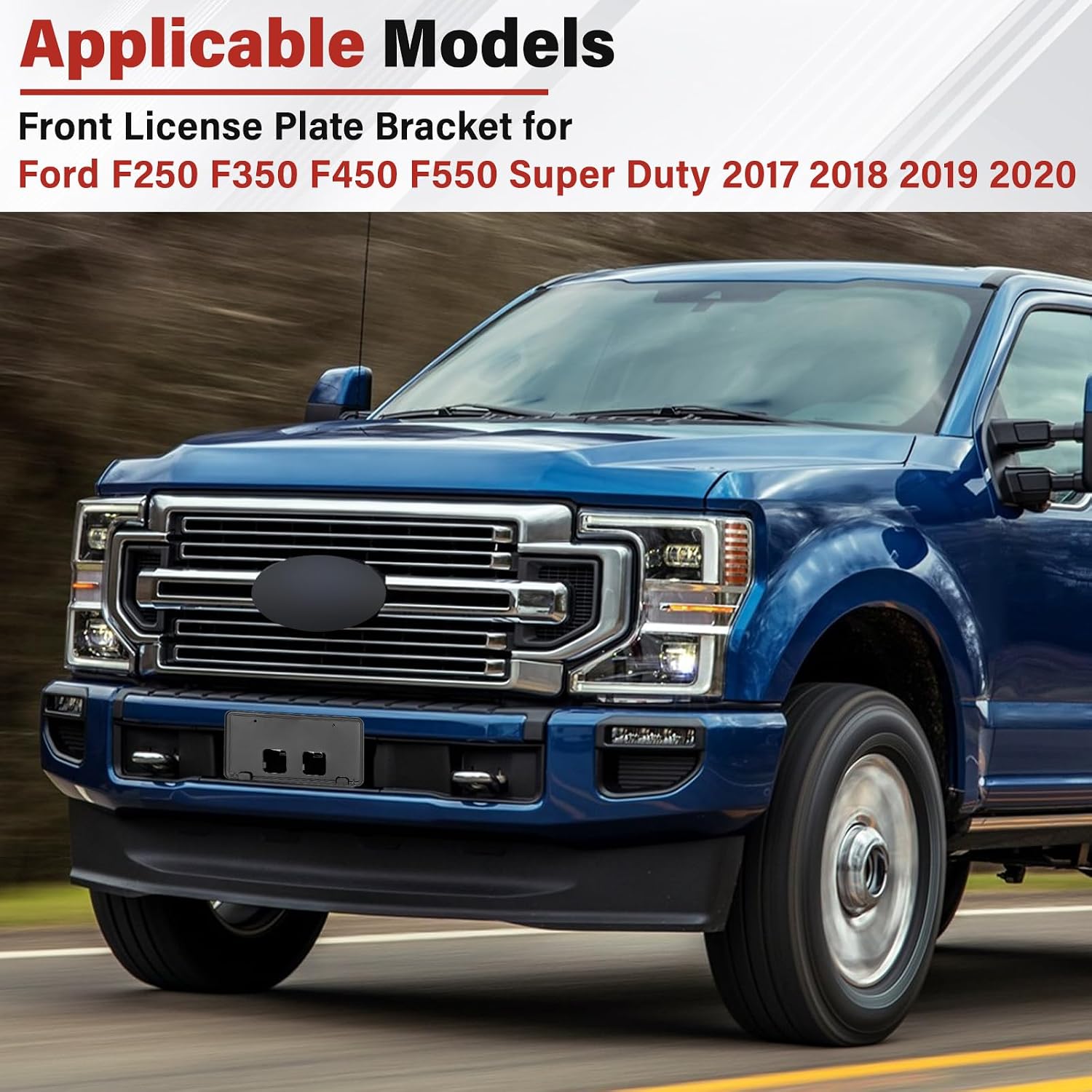 License Plate Bracket Accessories for Ford F250 F350 F450 F550 Super Duty 2020 2021 2022, Front Bumper License Plate Holder Replacement Frame Black Mount