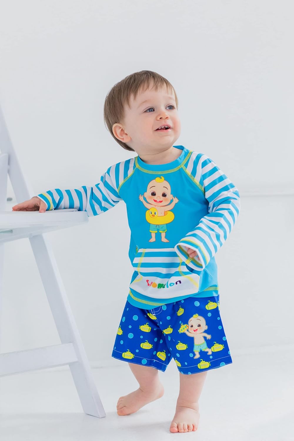 CoComelon JJ Toddler Boys Rash Guard and Swim Trunks Outfit Set - Image 2