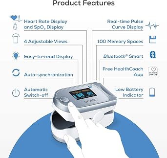 Beurer PO 60 Bluetooth nabız oksimetresi, kan içinde arteriel oksijen doygunluğunu belirleme