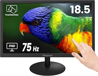 18.5 Inch Touchscreen Monitor HD 1366x768, VESA Wall Mountable, 10-Points Computer Touch Screen PC Display with Type-B HDMI VGA Port, 75Hz Desktop Touch Display, Black