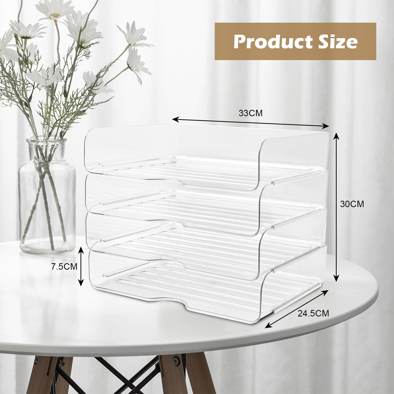 Vierstufige Ablagekorb A4, Multifunktionale Briefablage & Dokumentenablage aus PET Kunststoff, Stapelbare Büro Organizer