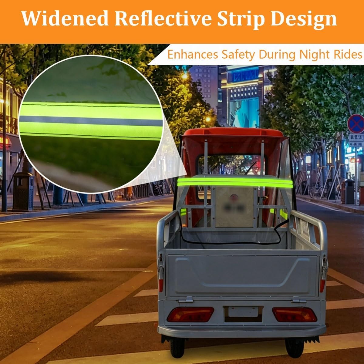 Waterproof PVC Canopy for Electric Cargo Tricycle - Full Frame Protection with Side Curtains & Clear Windshield for 3 Wheel Trike Weather Resistance image 3