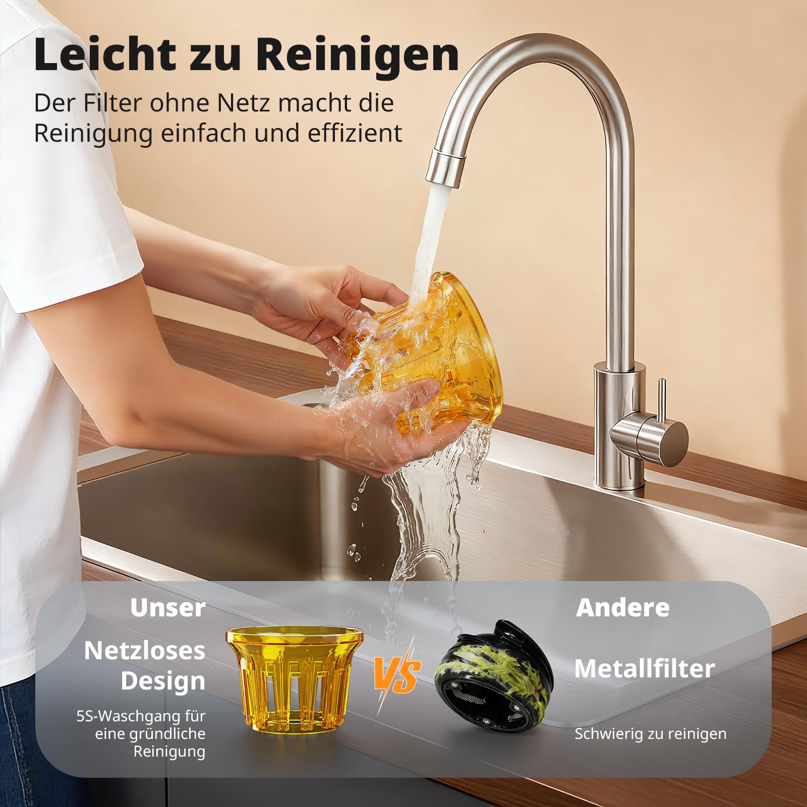 AIRMSEN Entsafter Slow Juicer mit 147mm Extra Großem Einfüllschacht, 2,1L Kapazität, 300W Motor, 7+1 Stufen Verbesserte Slow-Spirale, Hohe Saftausbeute für Ganze Früchte und Gemüse