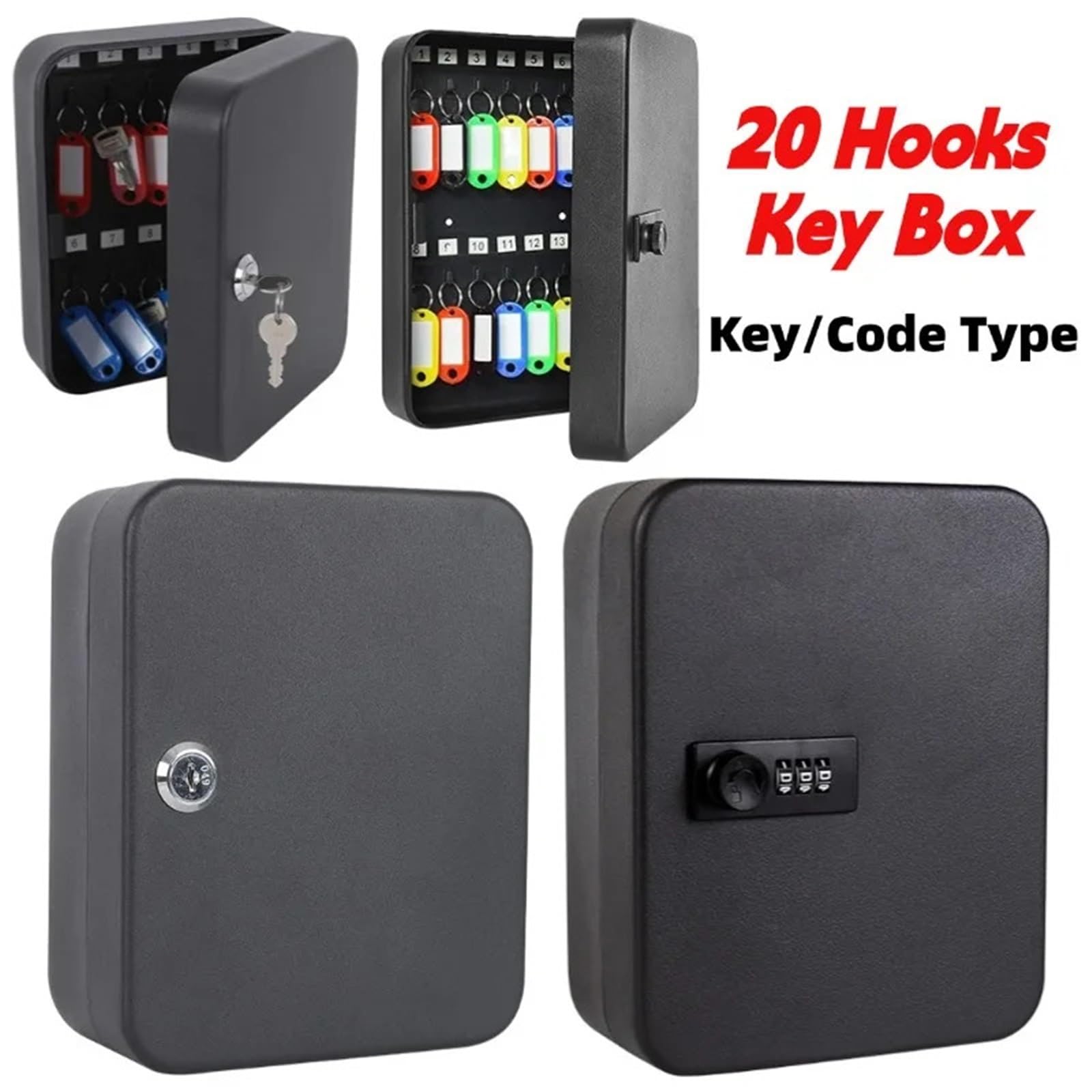 Caja de seguridad waterproof para les armario de almacenamiento seguro para exteriores con cerradura de combinación y 20 ganchos para les herientas y objetos de valor