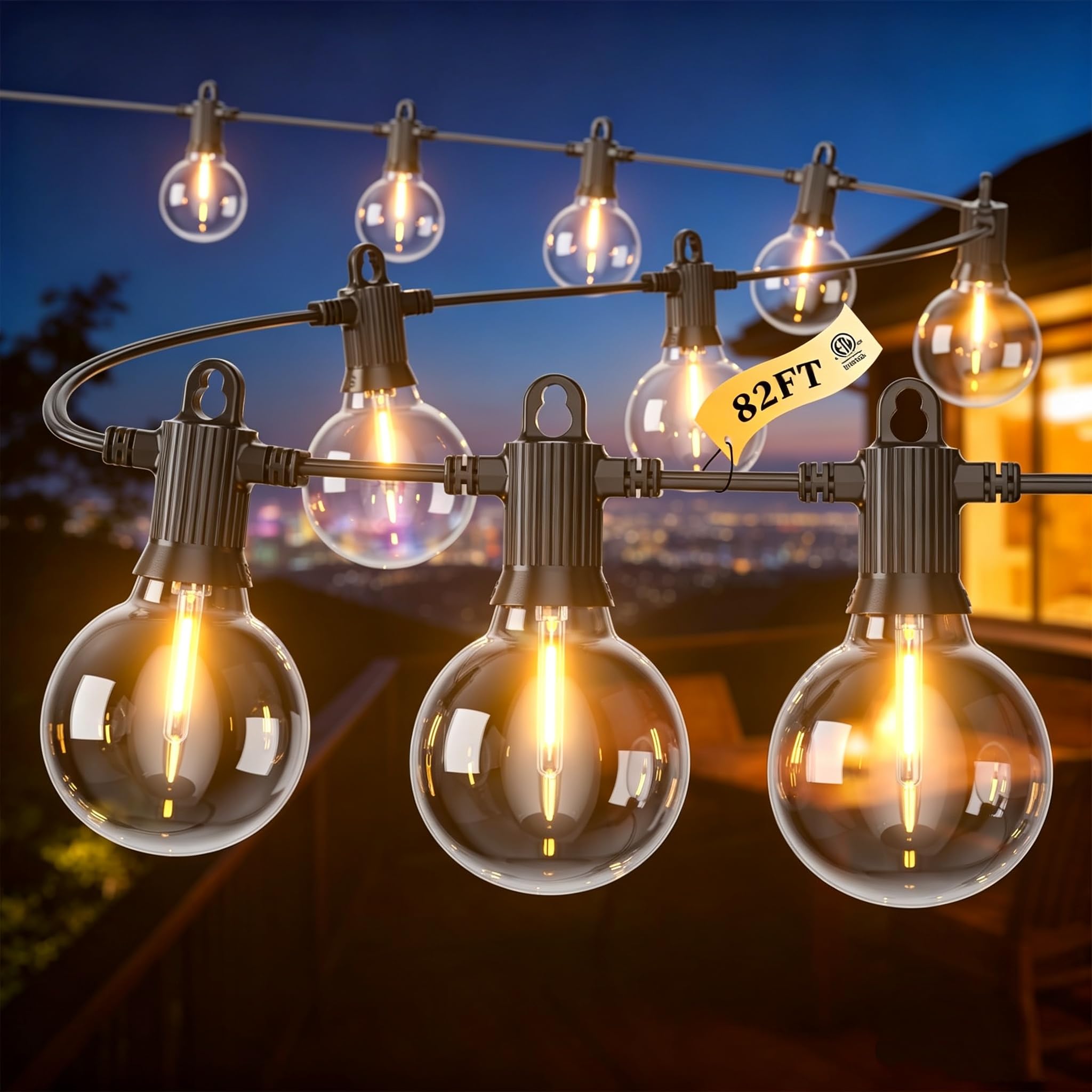 FOOMAN 25M IP65 Mains Powered Outdoor Festoon String Light Waterproof 2700K