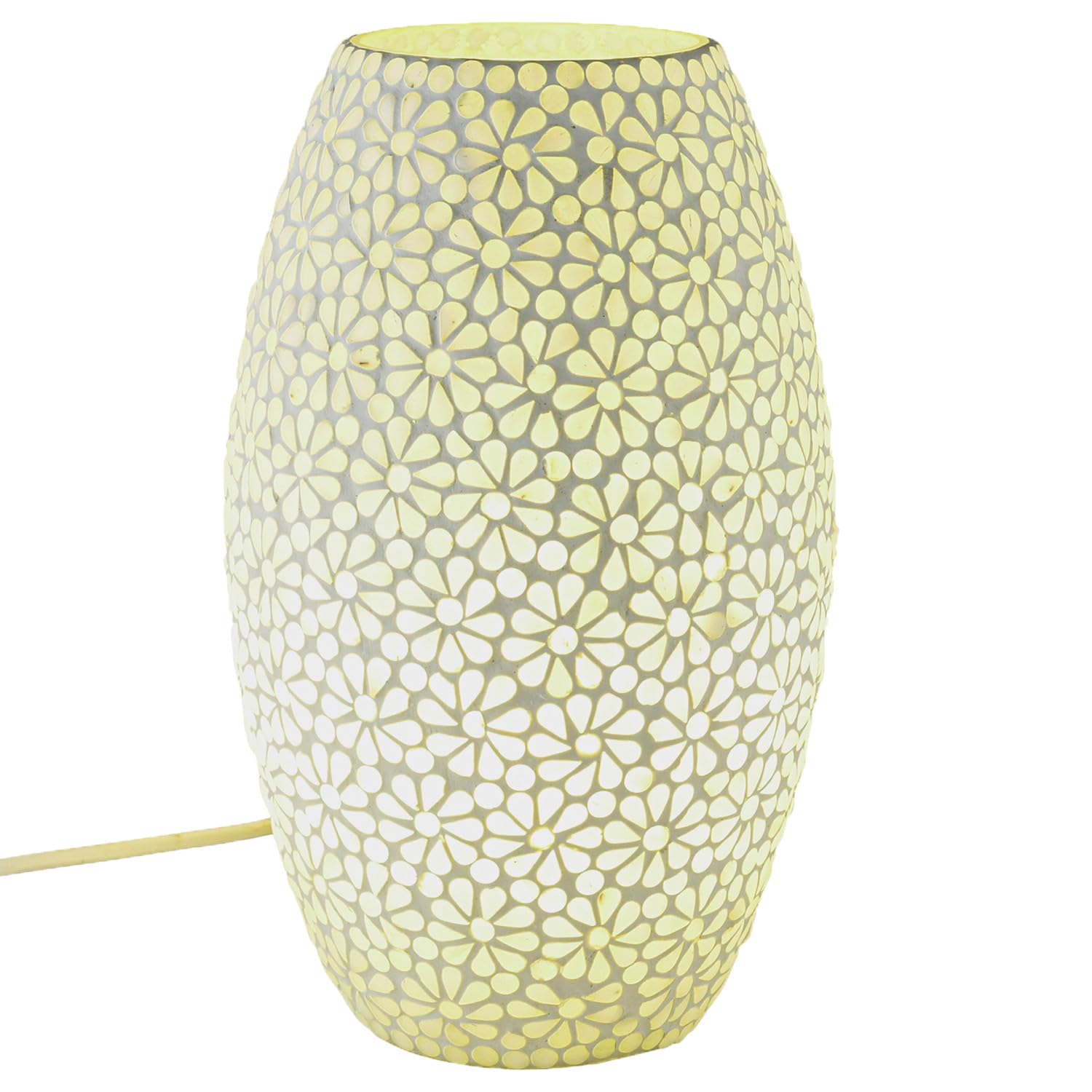 Mesa Boho y lámpara de noche de vidrio con patrón de mosaico Tiaga -1-