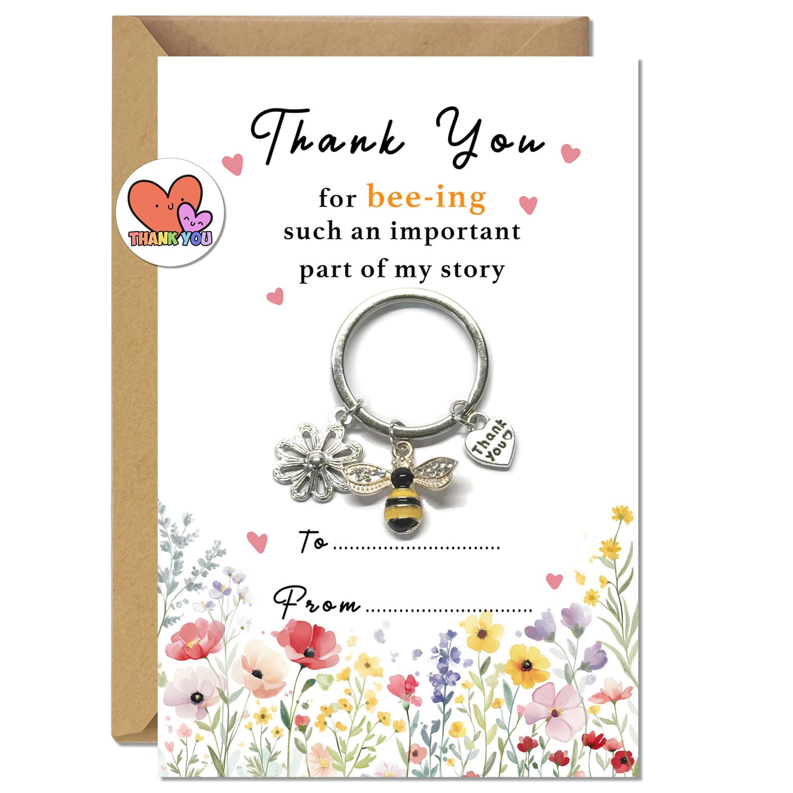 Yunvisty Teacher Appreciation Day Bee Theme Keychain Card Gifts Thank You For Ing Such An Important Part Of My Story Cute Bee Teacher Gift, Teacher’S Day Present, Classroom Thank You Keepsake