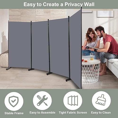 Miniatura 11 de Divisor de habitación plegable con ruedas, divisor de 6 pies de alto para separación de habitaciones, divisores y divisores móviles de habitación,