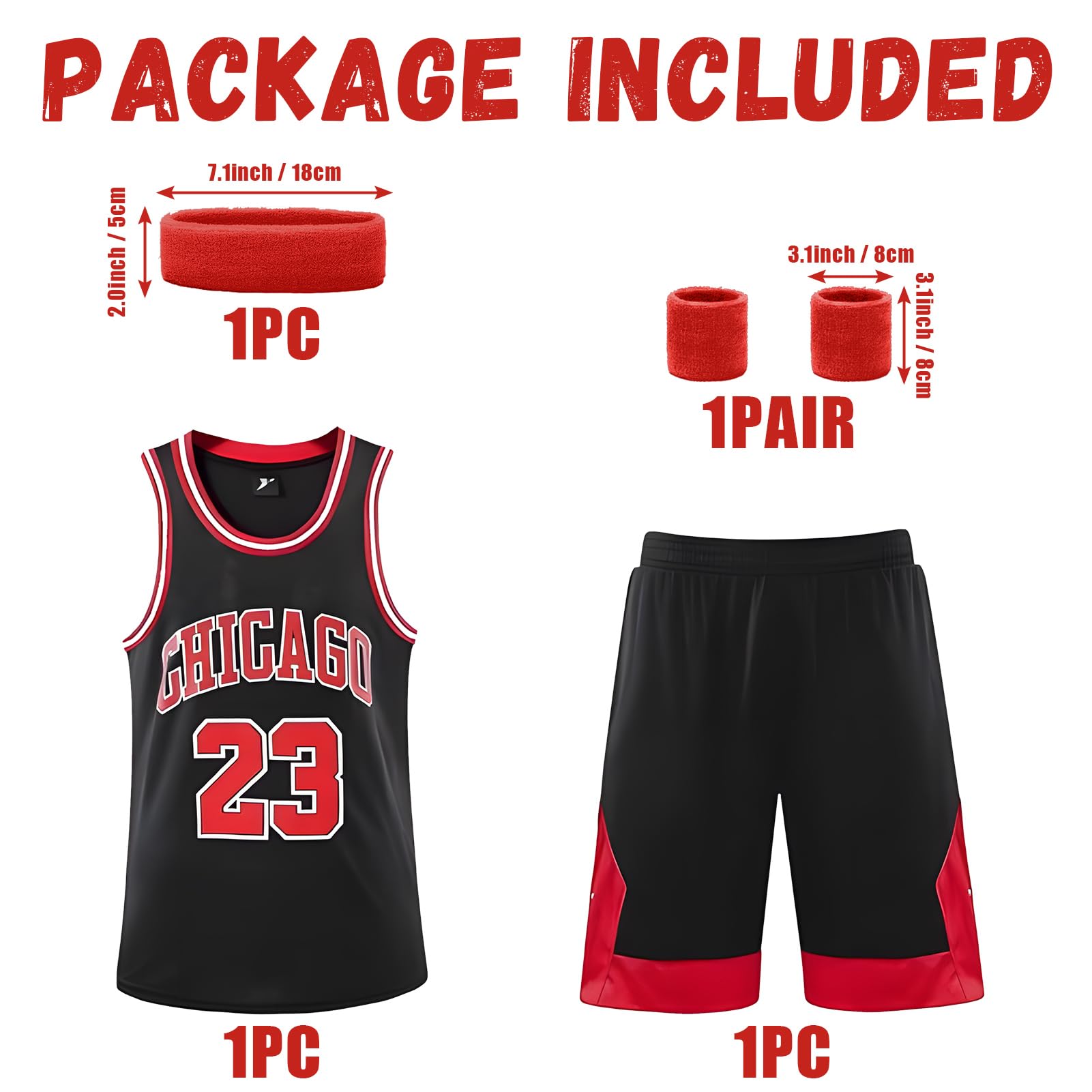 Ensemble Basket Enfant - Tenue avec Bandeau Protège-Poignet, Gilet et Shorts - Cadeau de Maillot pour Garçons 4-13 Ans