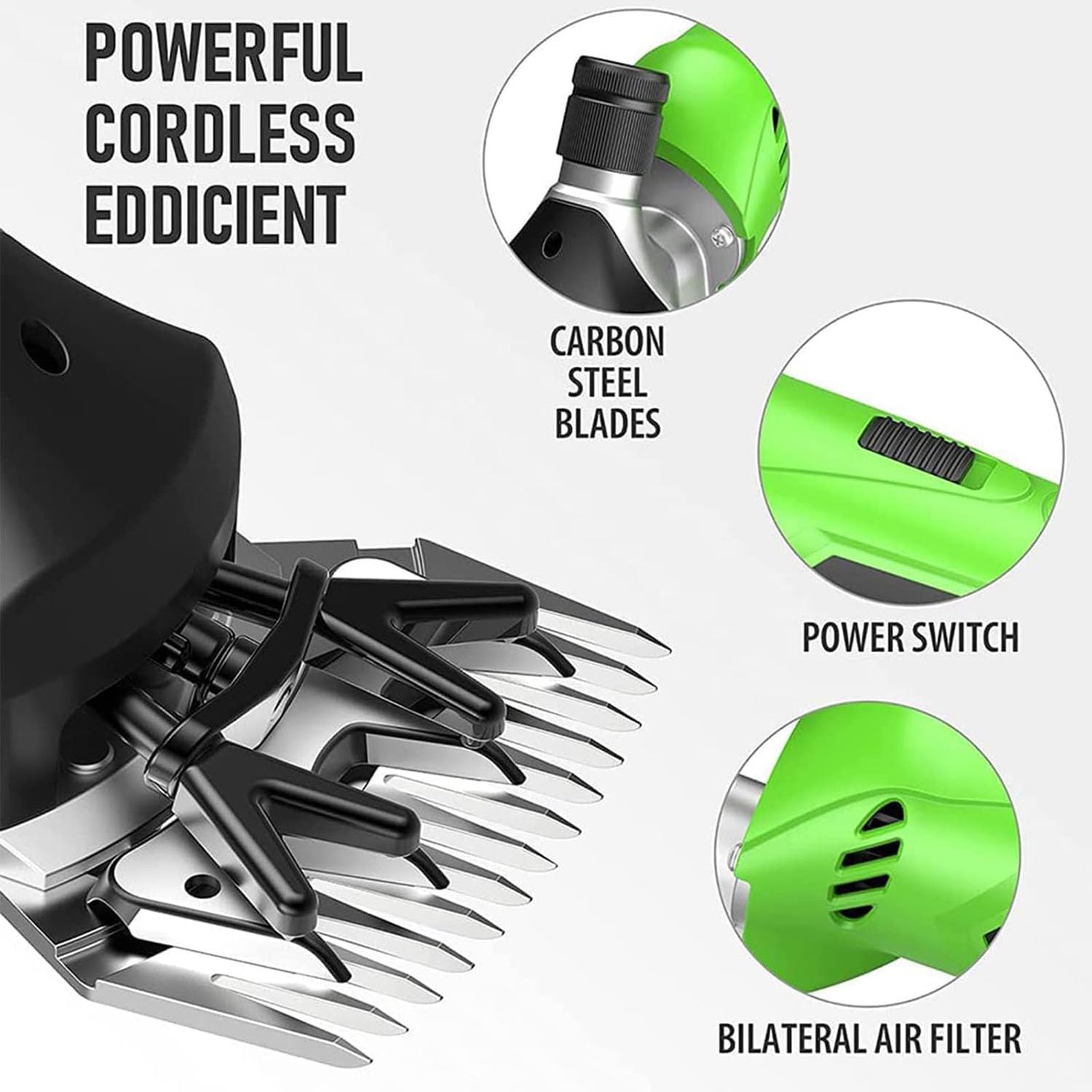 Tosatrici Elettriche per Pecore, Tosatrici per Pecore A Batteria da 200 W con 2 Batterie, Regolazione della Tensione della Lama, Cesoie per Lana Ricaricabili per Capre, Bovini E Altri Animali da
