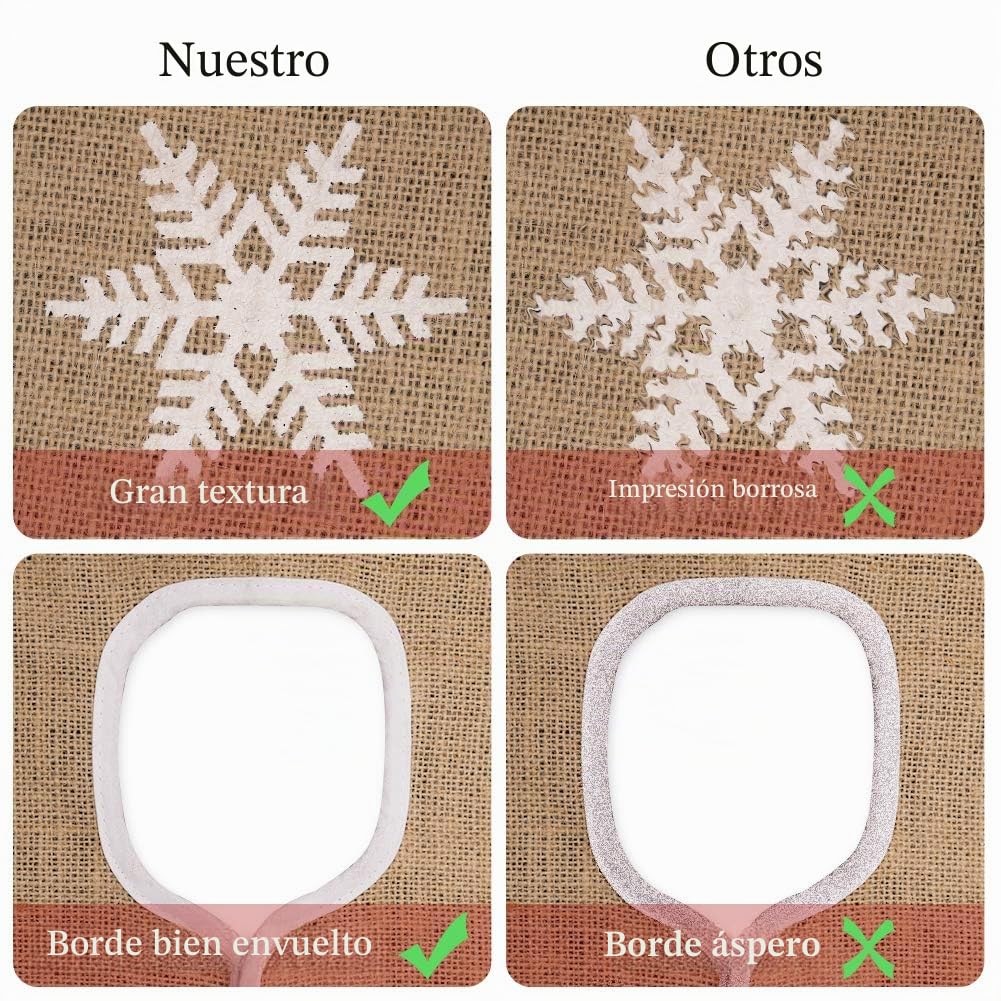 Macting - Faldón de arpillería de árbol de Navidad, con patrón de Copos de Nieve, para decoración navideña del hogar
