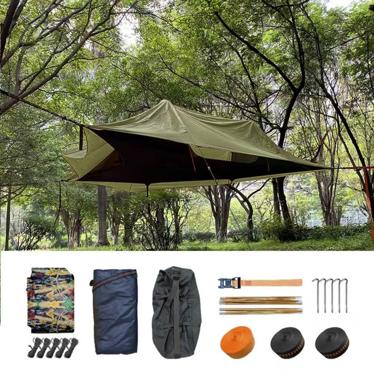 Amaca da campeggio con zanzariera, grande amaca portatile per 1-3 persone, ideale per escursioni, viaggi all'aperto, facile installazione per comfort e protezione