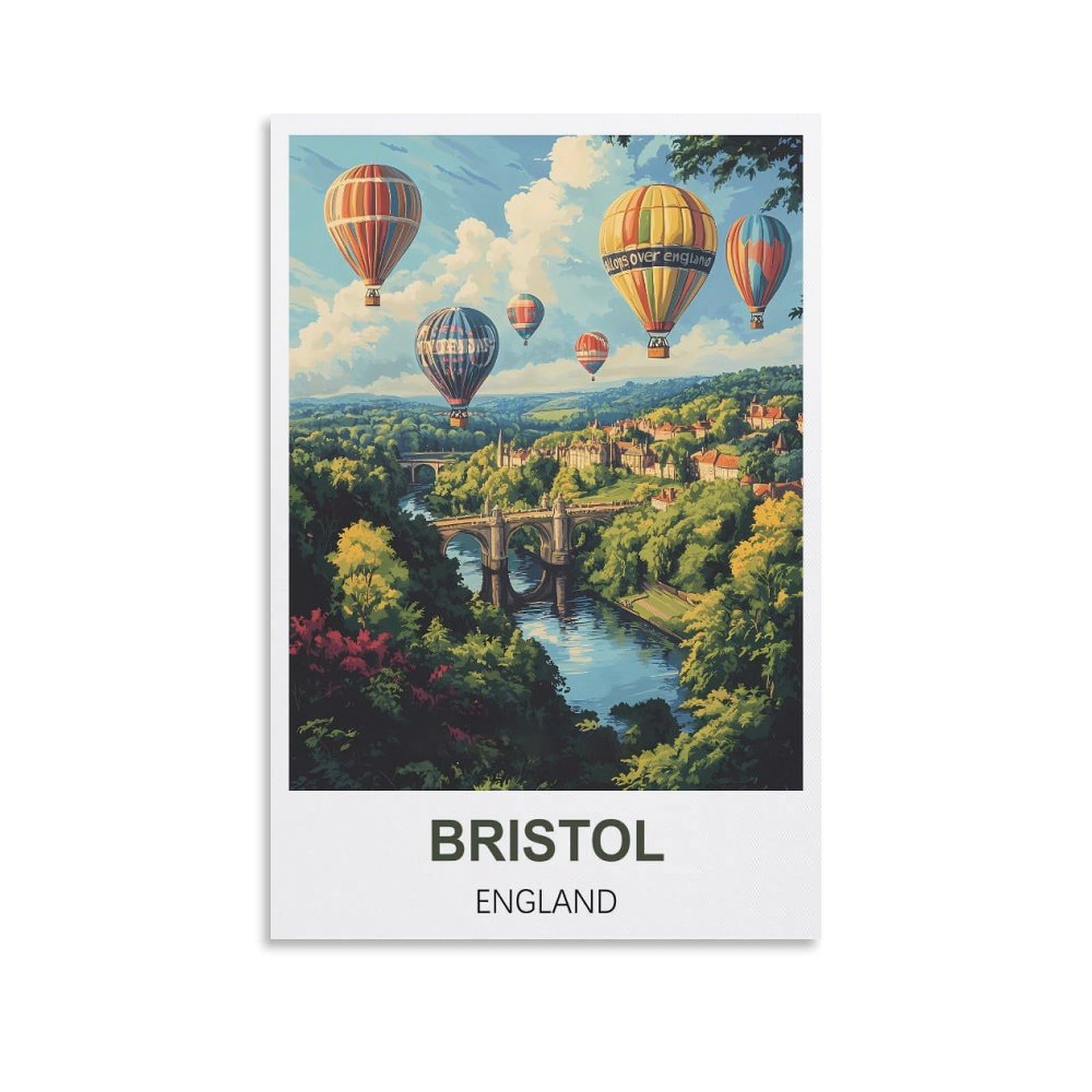 FJIWECWSQ Bristol England Vintage Travel Posters 08x12inch(20x30cm) Canvas Wall Art Painting Prints