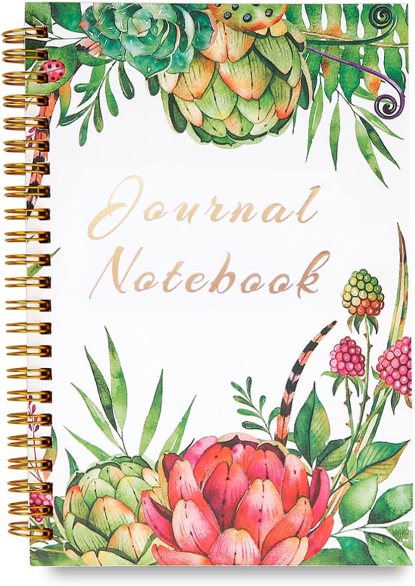 A5 Spiral Notebook, Hardcover Spiral Journal, 50 Sheets