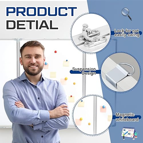 Miniatura 3 de Pizarra blanca plegable de 40 x 60 pulgadas, pizarra blanca plegable de borrado en seco, pizarra magnética de borrado en seco, marco de aluminio de