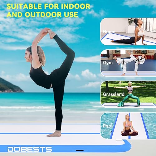 Miniatura 6 de DOBESTS Colchoneta de Gimnasia Inflable Pista de Volteretas Colchoneta de Tumbling 6.6ft10ft13ft16ft20ft, para Uso Doméstico Entrenamiento Yoga