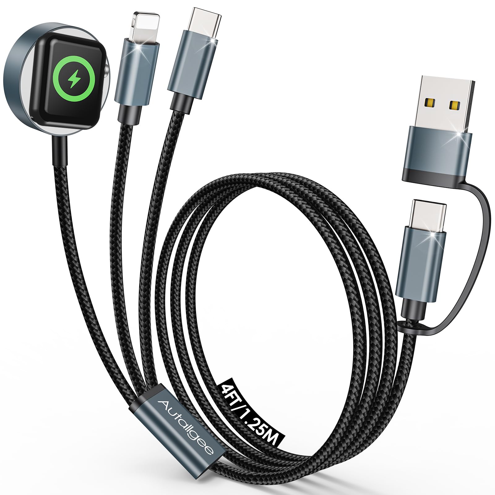 Airplane Travel Essentials 2026 Multi Charging Cable for Apple Watch Charger iPhone Charger USB C Charger Cruise Gadgets