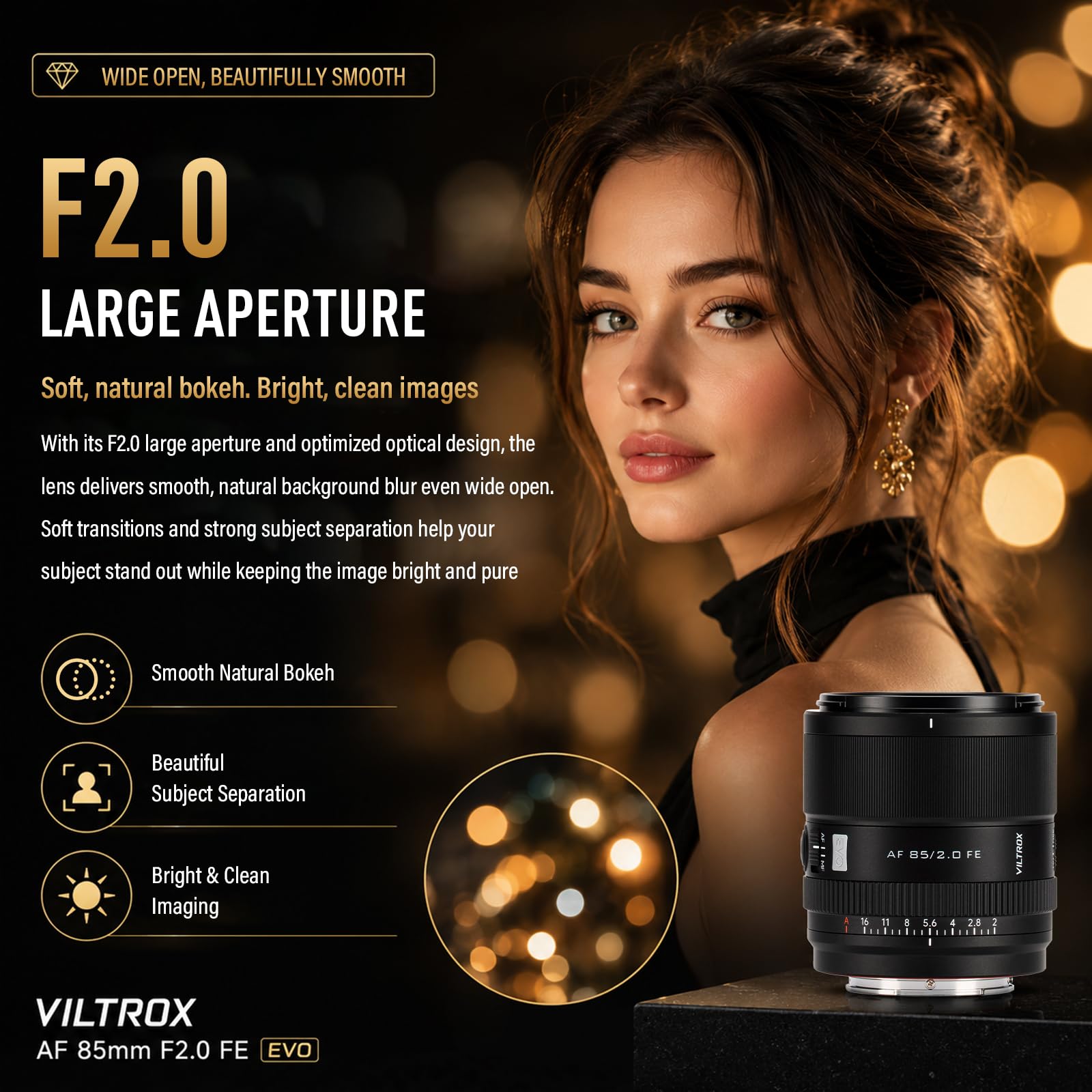 VILTROX AF 85mm F2.0 EVO Lens for Sony E-Mount, Prime Wide Angle Lens for Sony e Mount a7cr a7cii a7c a6700 zv-e100 a6600 a6400 a7iv a7iii (for Sony E VILTROX AF 85mm F2.0 EVO Lens for Sony E-Mount, Prime Wide Angle Lens for Sony e Mount a7cr a7cii a7c a6700 zv-e100 a6600 a6400 a7iv a7iii (for Sony E