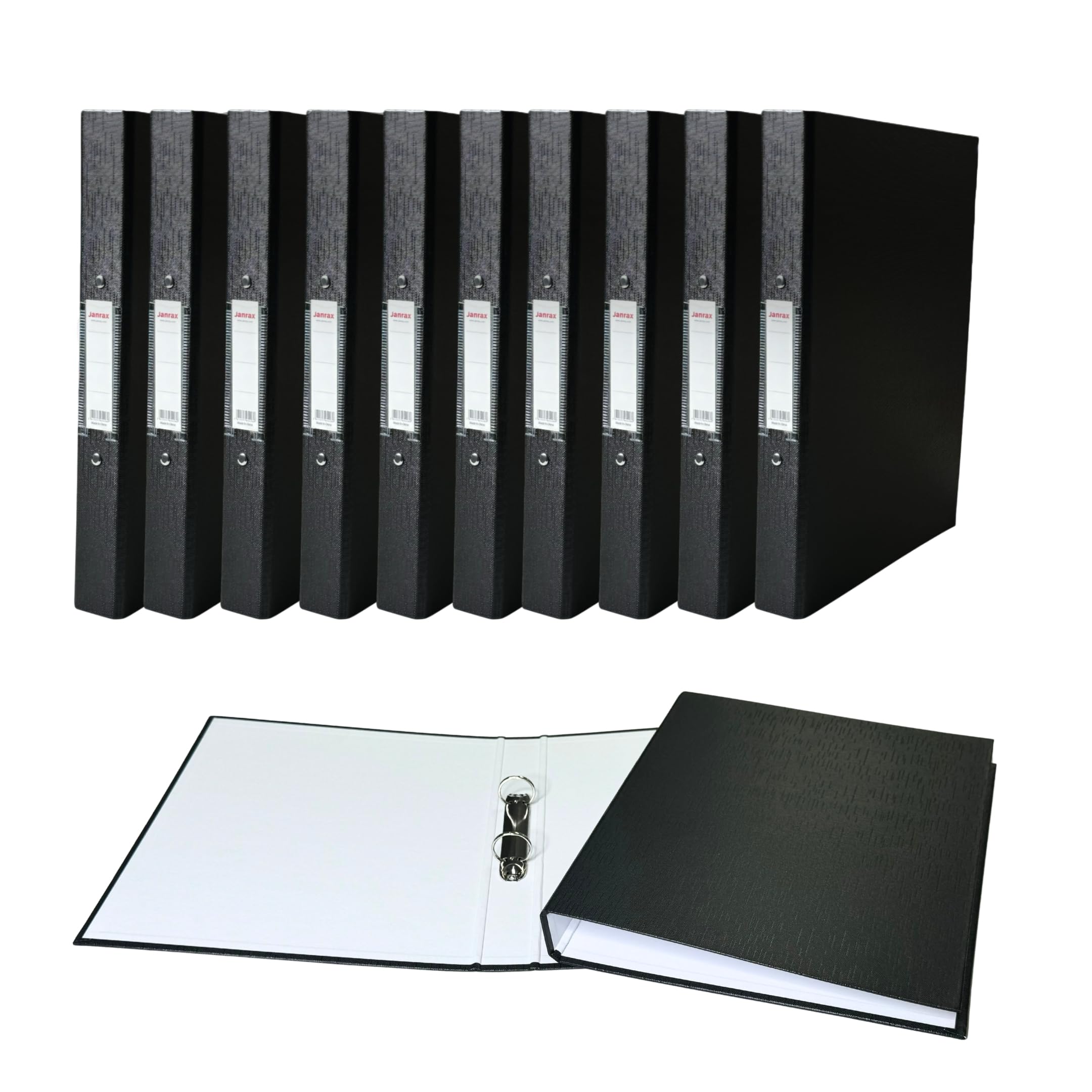 Pack of 20 A4 Black Paper Over Board Ring Binders by Janrax โ image 1