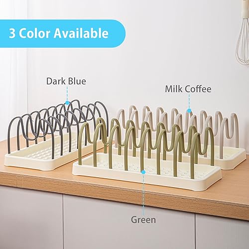 Miniatura 6 de Organizador de ollas y sartenes, tapa de olla Oganzier para encimera de cocina con 8 divisores ajustables, soporte para ollas y sartenes de