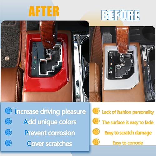 Miniatura 10 de LLKUANG Para Toyota Tundra 2014-2021 ABS consola central de cambios panel de cambio de marco accesorios para automóvil negro mate