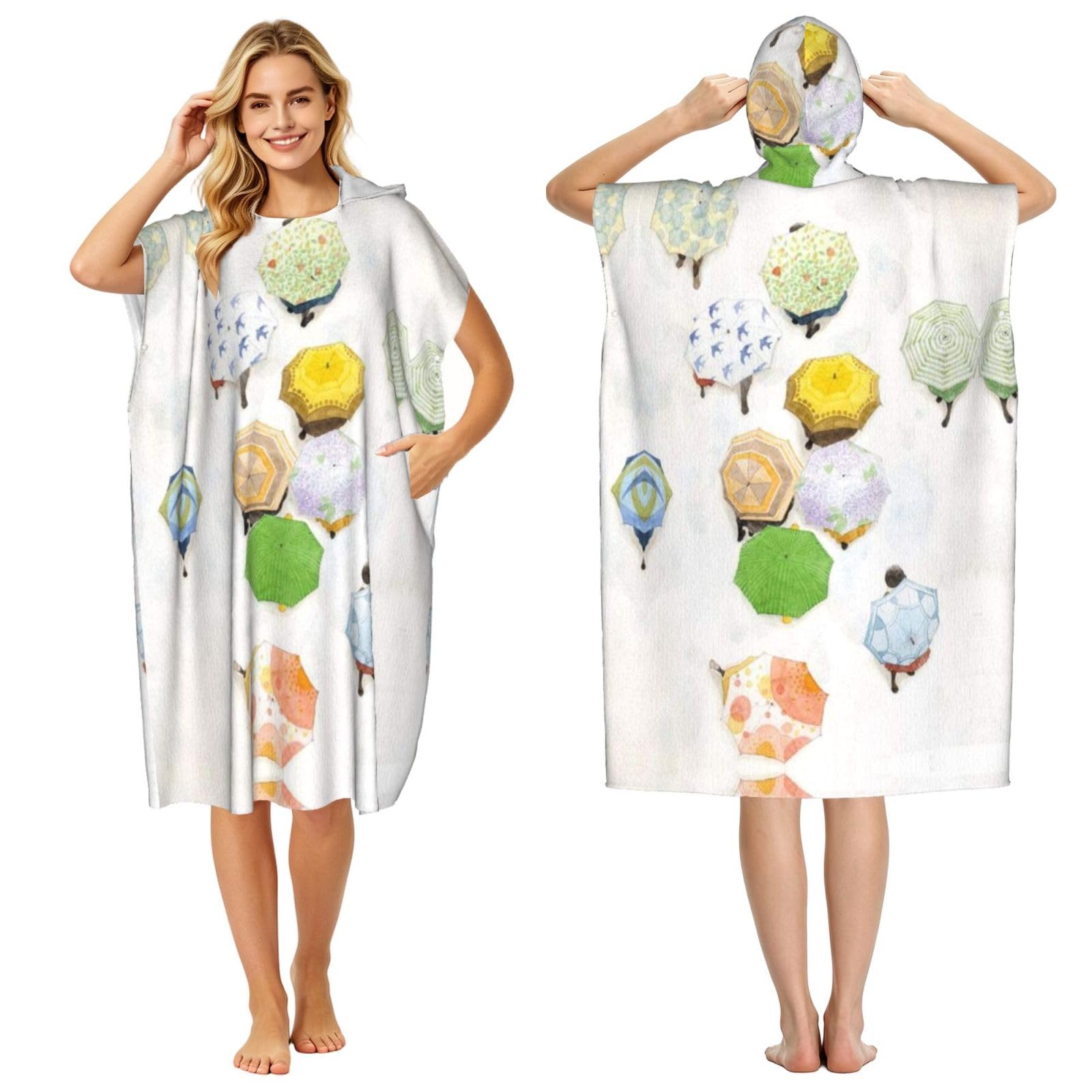 Poncho à langer imprimé bleu clair pour adulte idéal pour la piscine et la plage