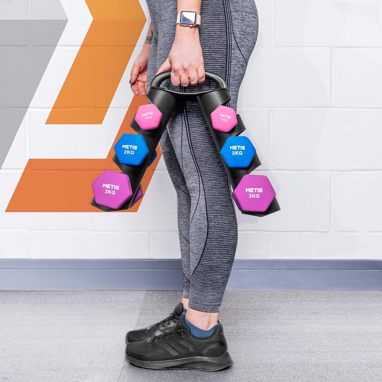 Portamanubri METIS Per Palestra Casa - Supporta Fino A 15kg, 3 Livelli Per Manubri In Neoprene, Design A A - Foto 7