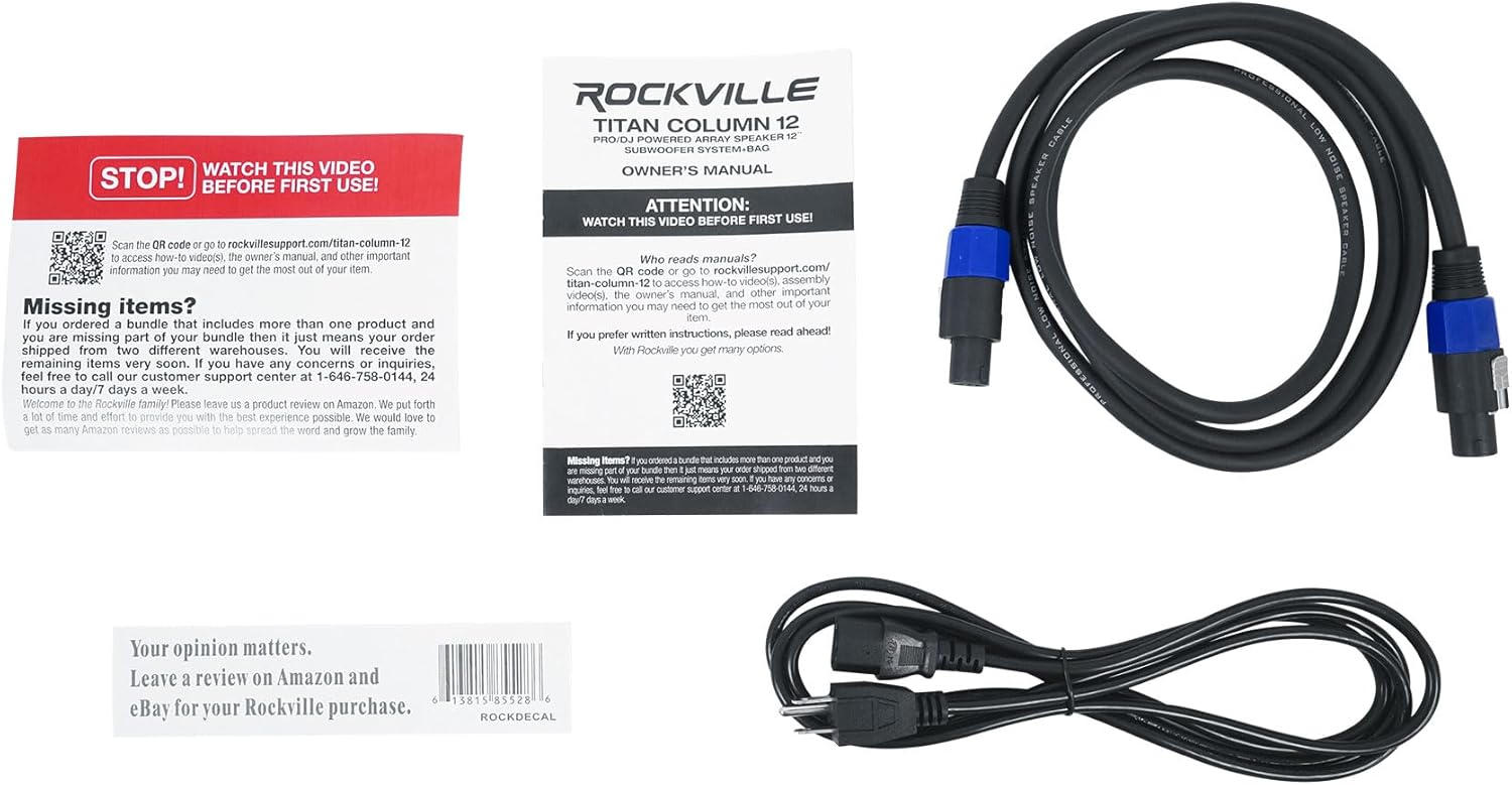 Rockville TITAN COLUMN 12 Powered Array System, 12" Sub, Deep Bass, 2600W, DSP, Adjustable Pole, Bluetooth, Bag Included, Perfect for DJs, Parties - Image 9