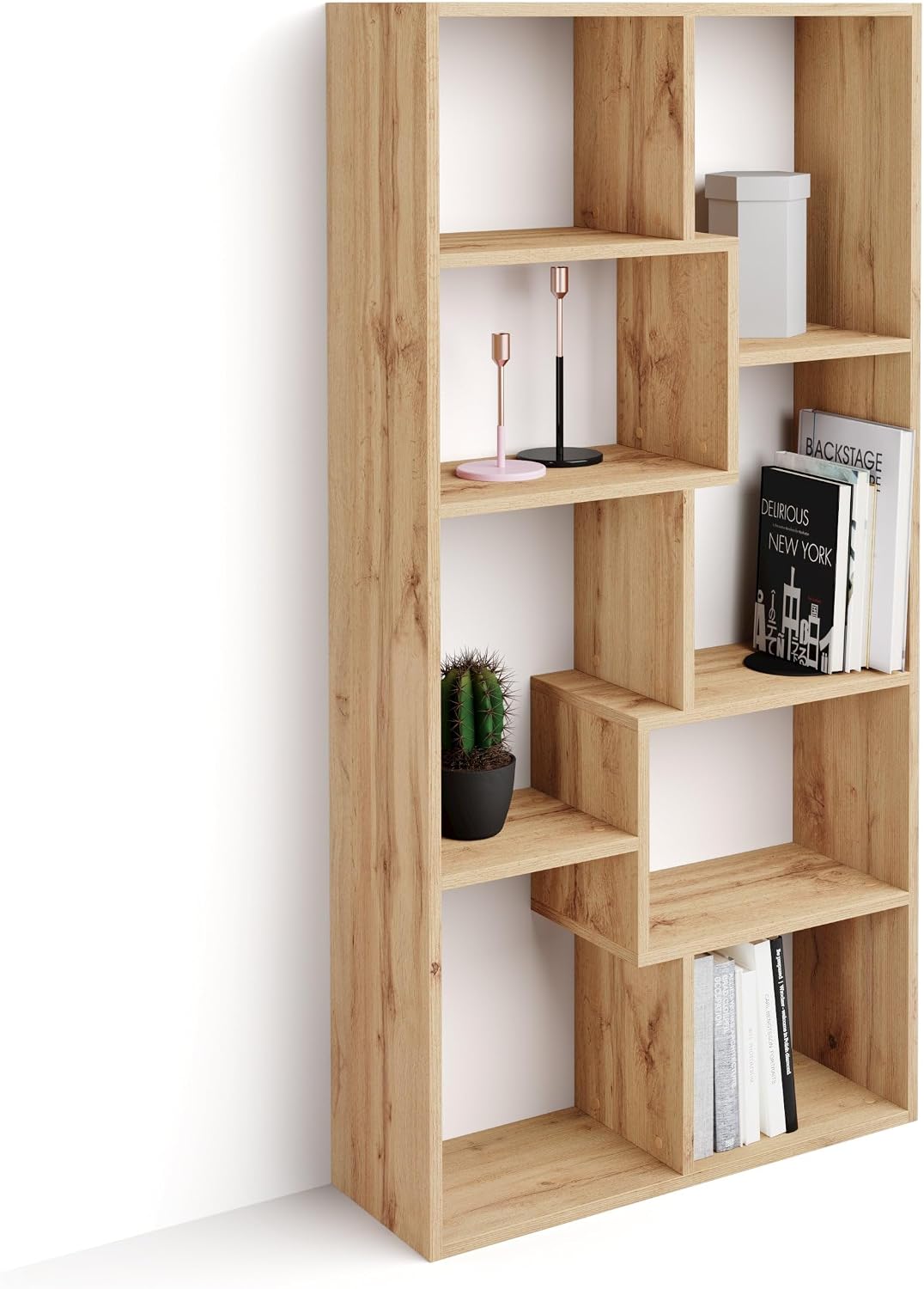Mobili Fiver, Iacopo XS Bookcase (63.31 x 31.5 in), Rustic Oak, Made in Italy
