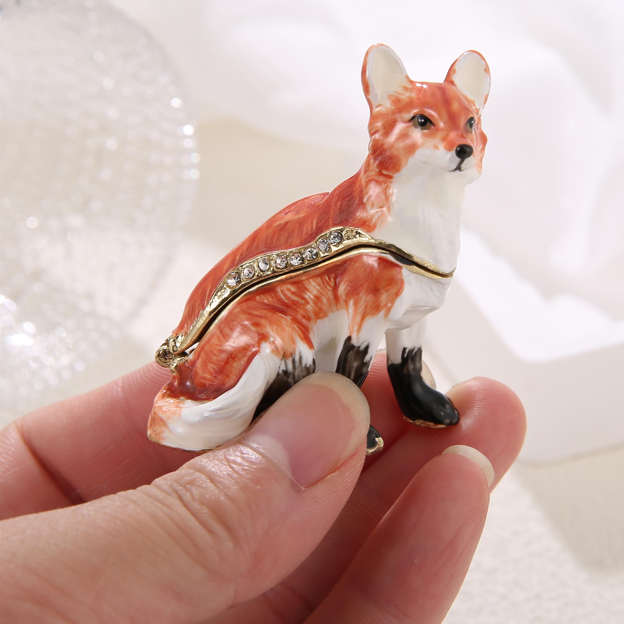 置物 my cherie amour Hand Painted Trinket Box for Home Decor Accents, Enamel Hinged